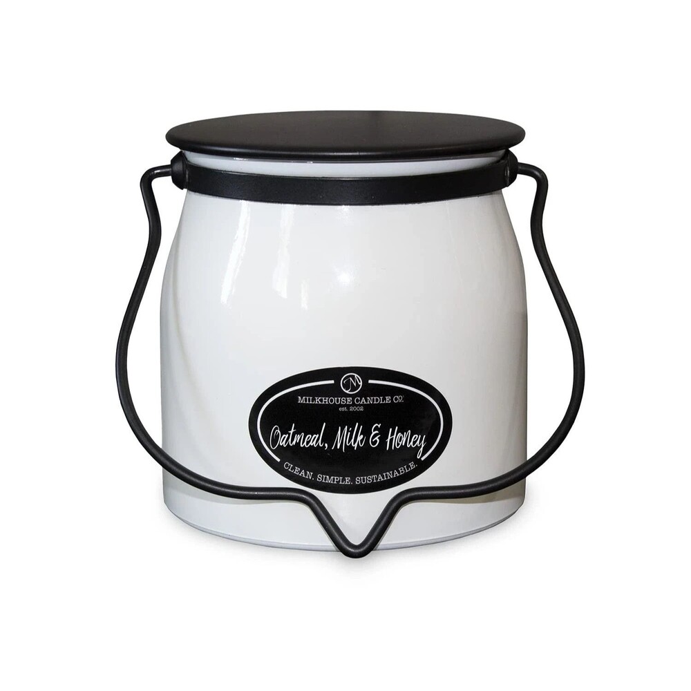 Milkhouse Iowa Oatmeal Milk Honey Soy Candle 16 oz Butter Jar 65+ Hr Burn Time